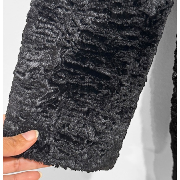 Ann Taylor Women's Black Persian Lamb Texture Faux Fur Coat Size S - Picture 8 of 11